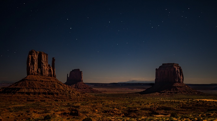 Monument Valley at night with stars