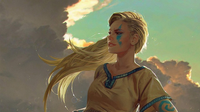 Artwork of a blonde woman from Gwent
