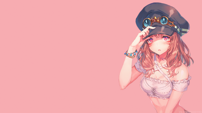 Anime girl with cat ears and hat from Final Fantasy XIV
