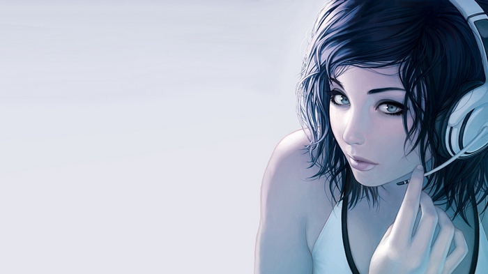 Digital art of a woman with headphones