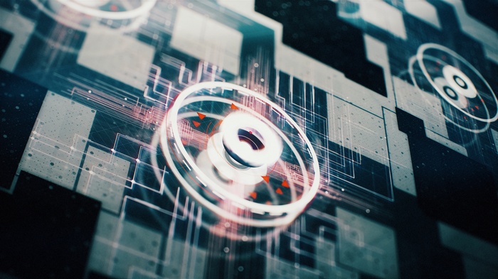 Abstract digital art with glowing circuits