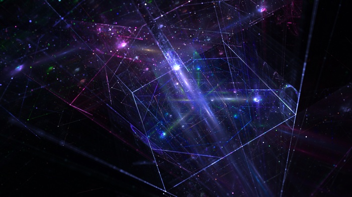 Abstract geometric network with glowing lights