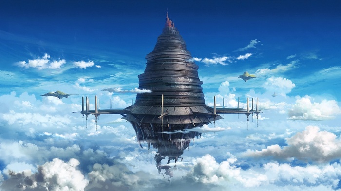 Aincrad Castle from Sword Art Online in the sky