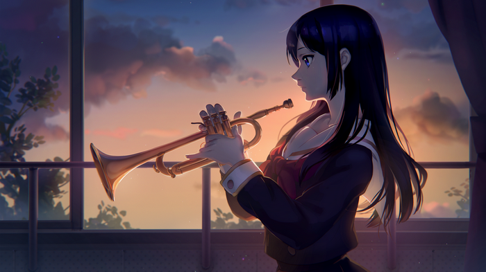 Reina Kousaka from Hibike! Euphonium playing trumpet