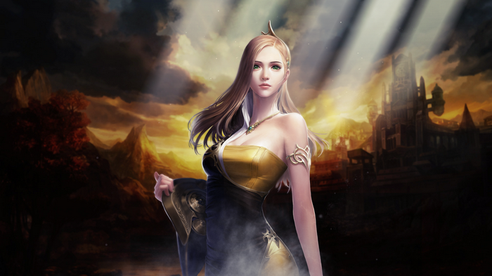 Woman in gold and black dress from Cabal II