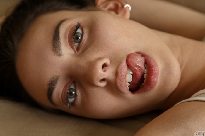 Woman with tongue sticking out