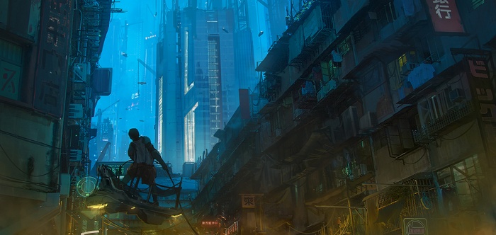 Futuristic City Street Scene by Franklin Chan