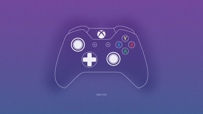Xbox One controller on a purple gradient background