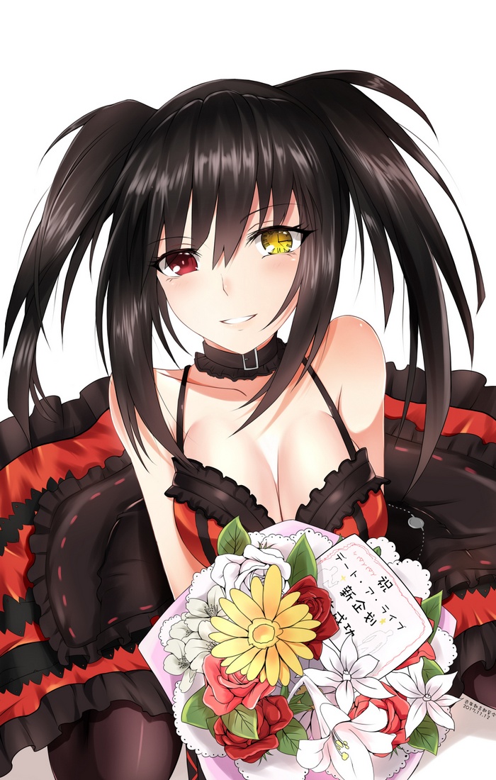 Tokisaki Kurumi from Date A Live holding flowers