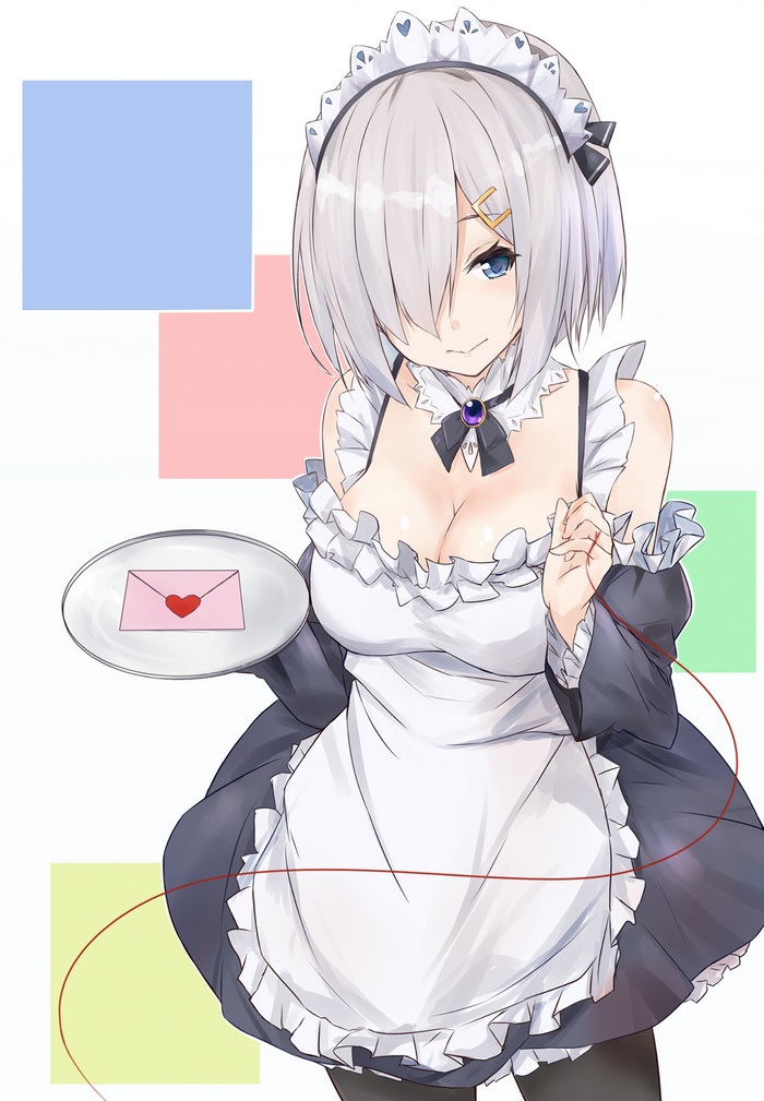 Hamakaze from Kantai Collection in a maid outfit