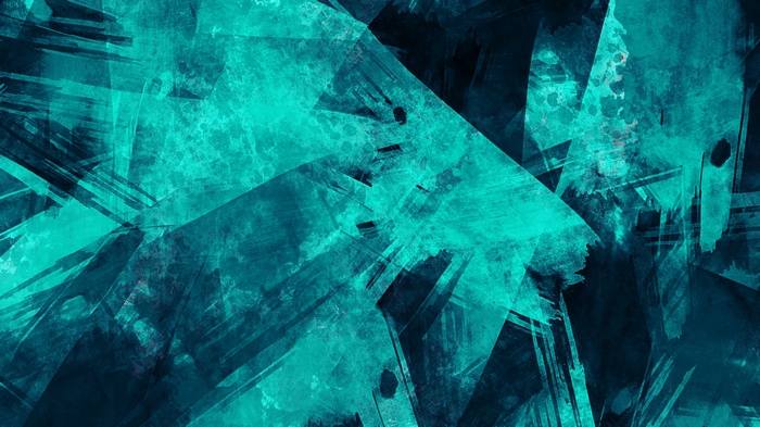 Abstract teal and dark blue geometric paint splatter