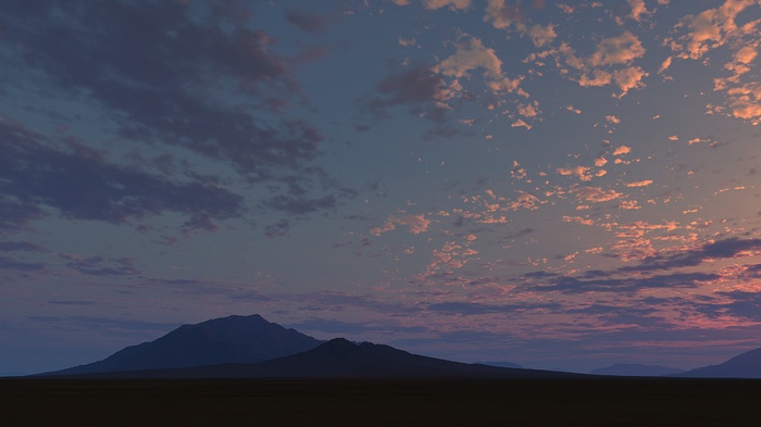 Sunset over mountains and clouds