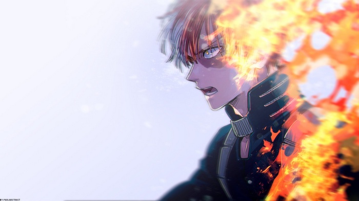 Todoroki Shōto from Boku no Hero Academia with fire