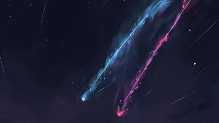 Shooting stars in Your Name anime style