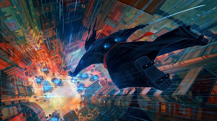 Samurai Jack in a futuristic city