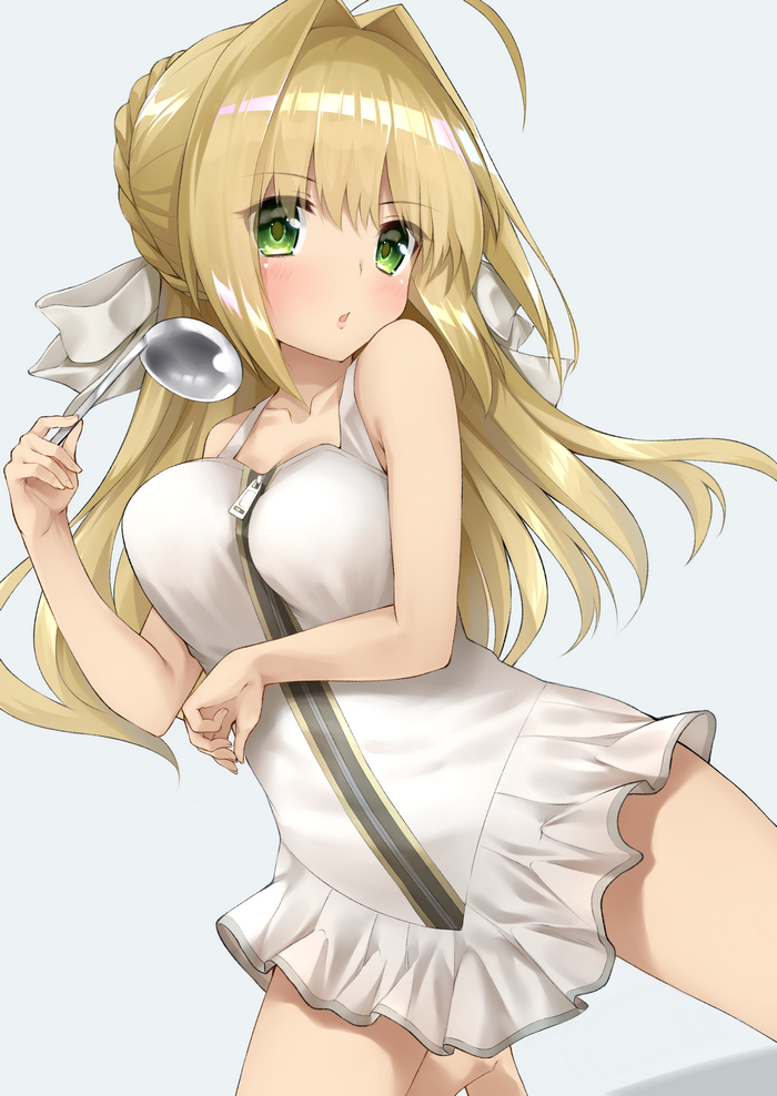 Saber Extra from Fate/Grand Order holding a ladle