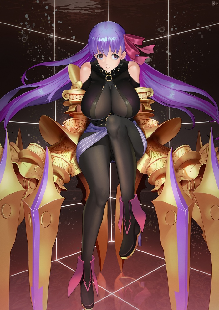 Passionlip from Fate/Grand Order sitting on a throne