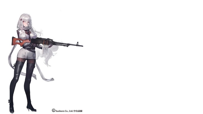 Anime Girl with PKM from Girls' Frontline