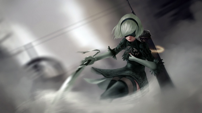 2B from Nier: Automata with a katana