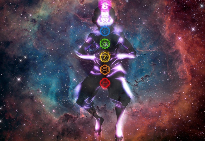Aang from Avatar: The Last Airbender with Chakras in Space