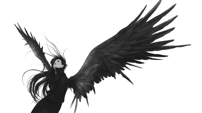 Angel with black wings digital art