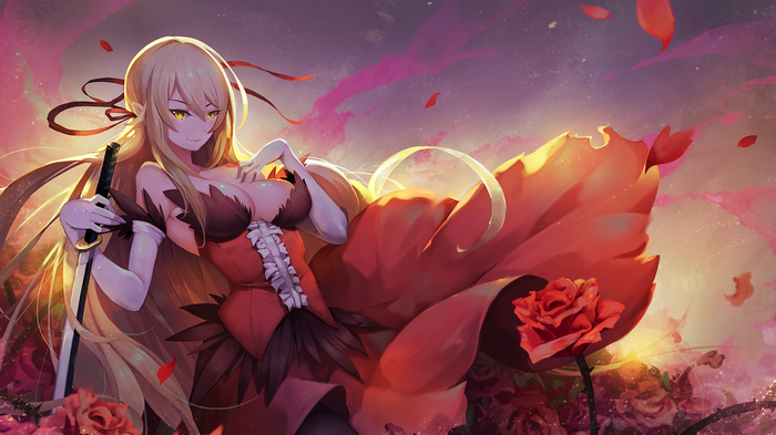 Oshino Shinobu from Monogatari Series with sword