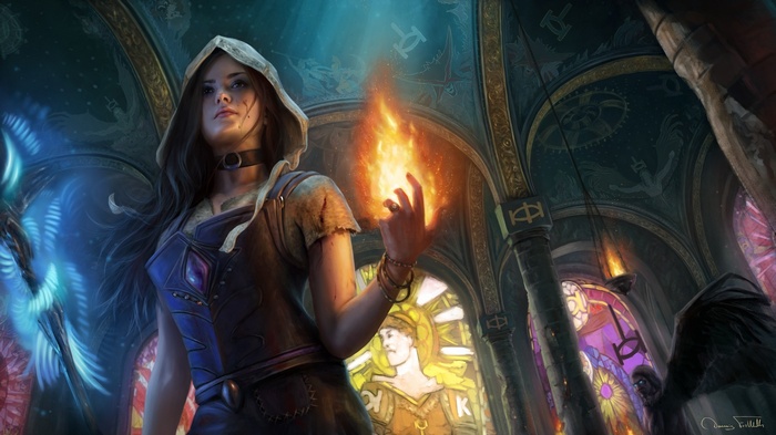 Woman casting fire magic in Path of Exile