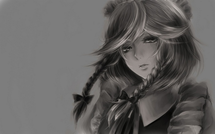Anime girl with braided hair and bows