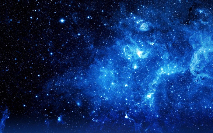 Blue galaxy with stars and nebulae