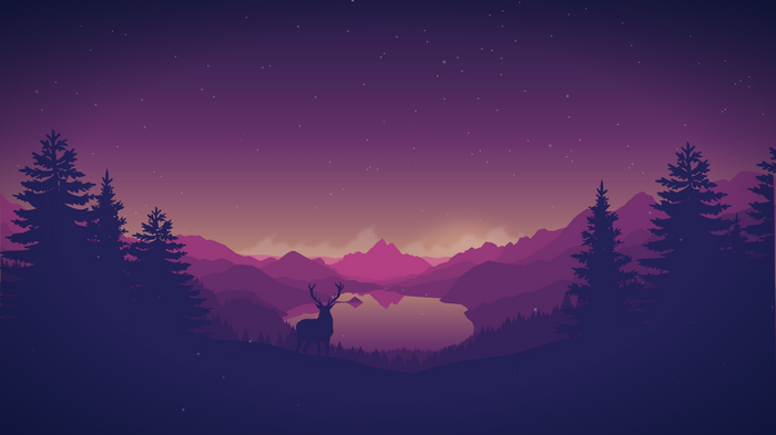 Deer in a mountain landscape at dusk