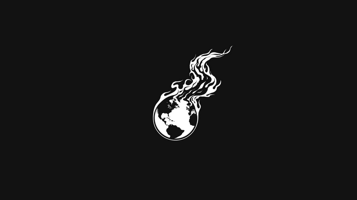 Minimalist logo of Earth on fire