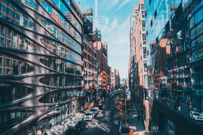 Modern architecture and street view in New York City