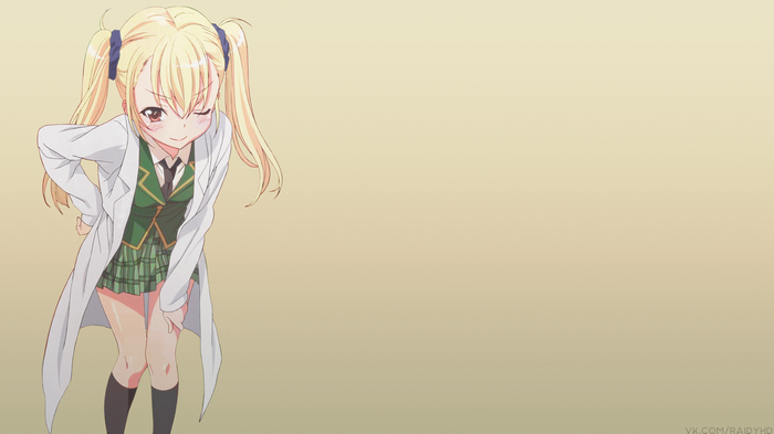 Anime girl in lab coat and school uniform