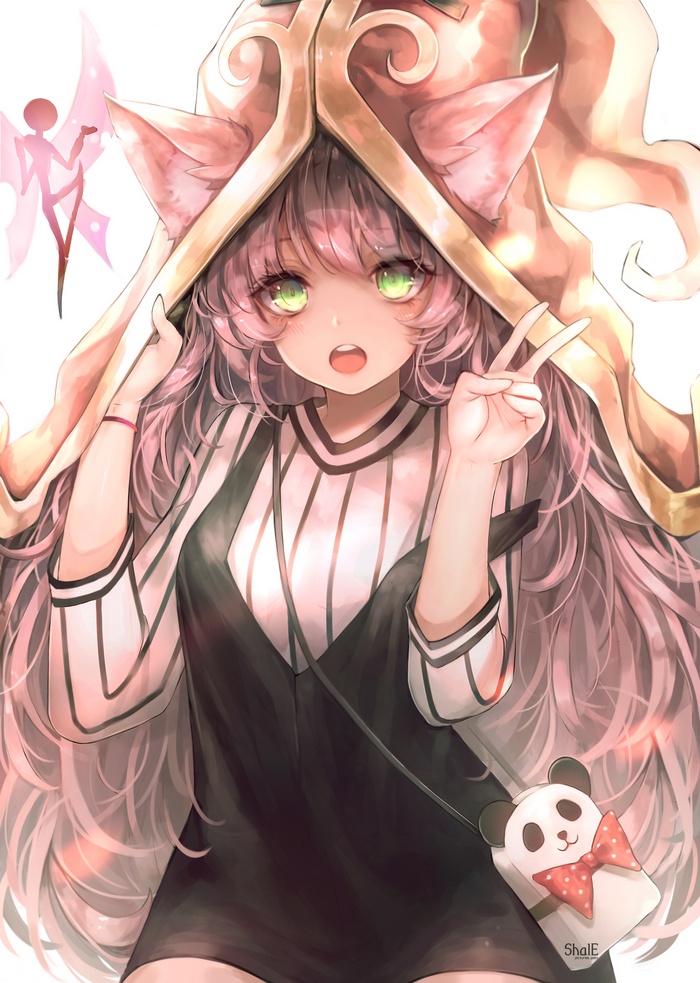 Lulu from League of Legends with pink hair and cat ears
