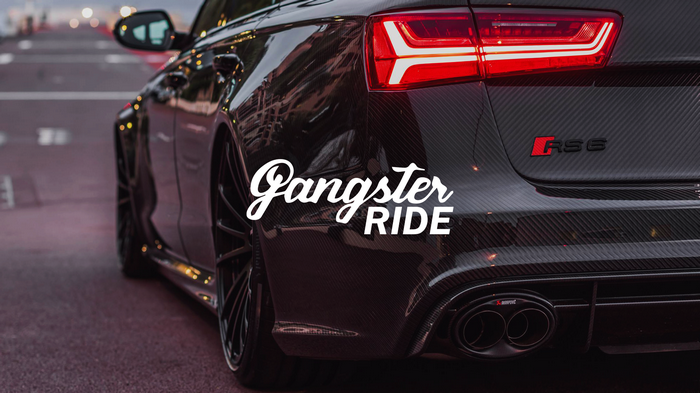 Audi RS6 Avant with "Gangster Ride" text