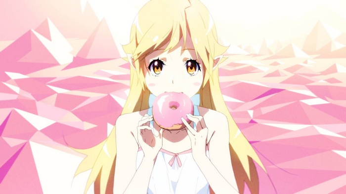 Oshino Shinobu from Monogatari Series eating a donut