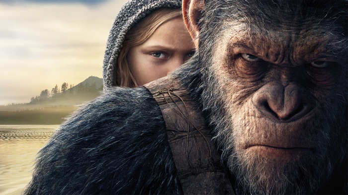 Caesar and a girl from War for the Planet of the Apes