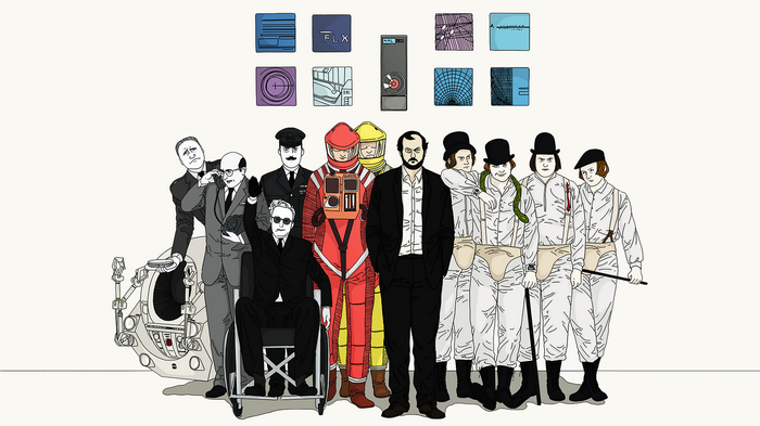 Stanley Kubrick characters from 2001 and A Clockwork Orange