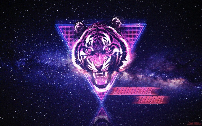 Galactic Tiger in Neon Space