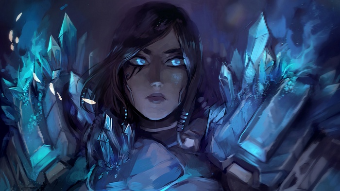 Pharah from Overwatch with blue crystals