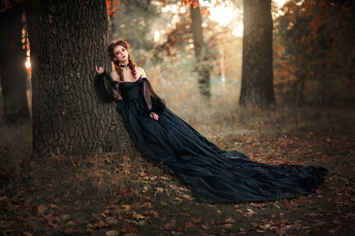 Olga Boyko, women, dress, women outdoors, model, nature, trees
