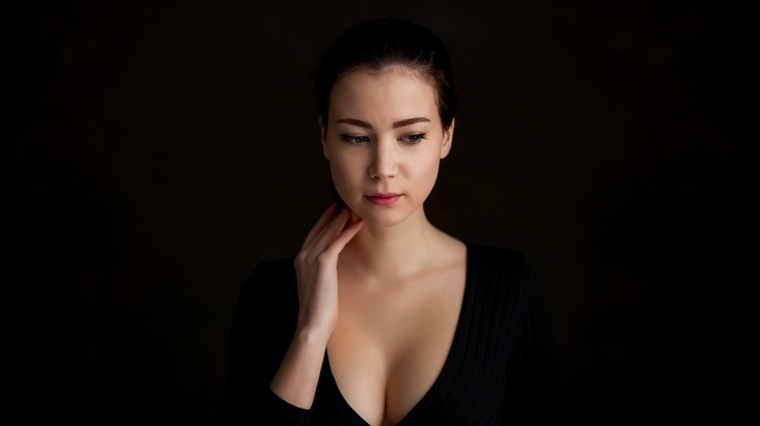 Portrait of a woman with cleavage