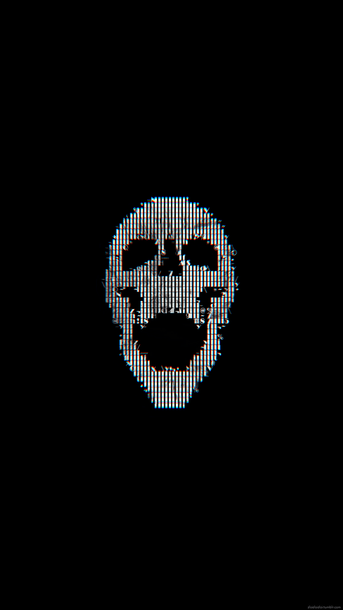 abstract, black, ASCII art, glitch art, skull