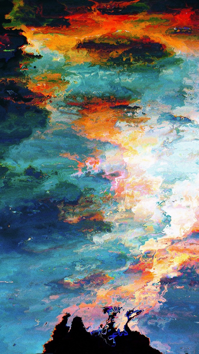 Abstract sky with clouds and silhouette
