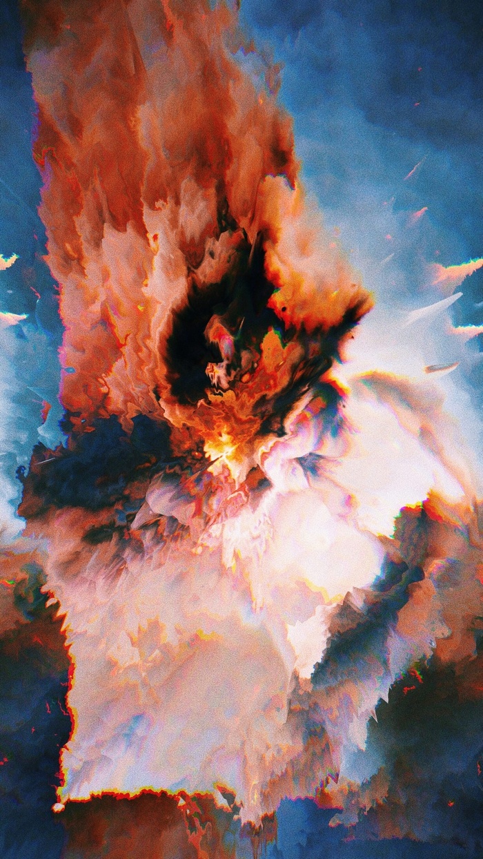 Abstract digital art with fiery explosion