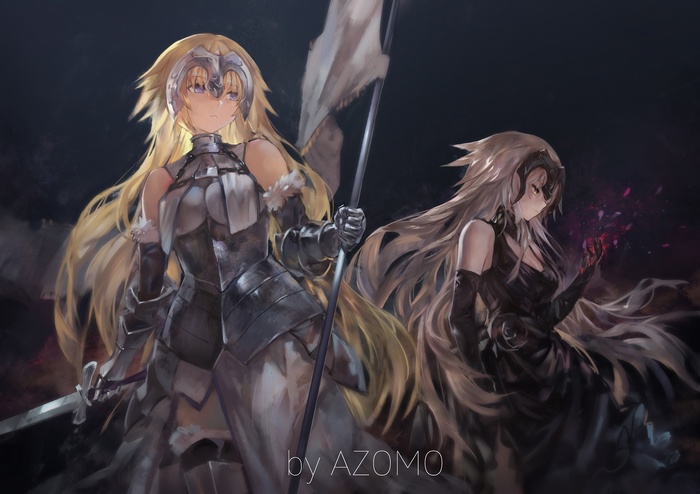 Avenger (FateGrand Order) armor Jeanne dArc Jeanne darc alter sword Fate Series purple eyes blonde chains headdress avamone FateGrand Order long hair Ruler (FateApocrypha) elbow gloves white hair Ruler (FateGrand Order)