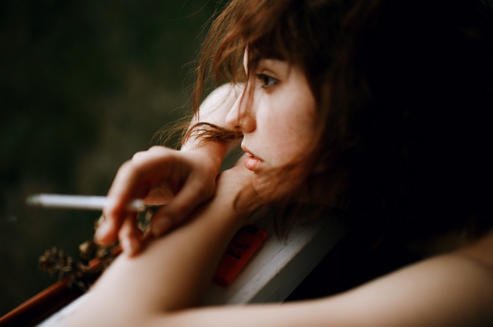 Woman smoking a cigarette