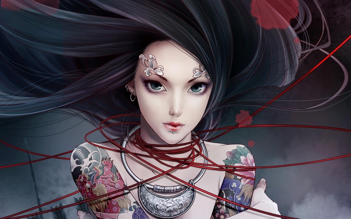 Zhang Xiao Bai from JX3 with tattoos