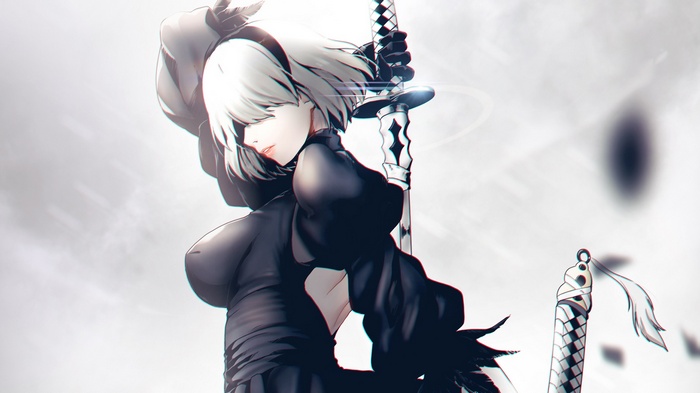 2B from Nier: Automata with a katana
