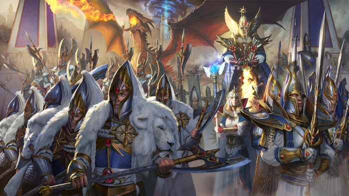 High Elves army with dragons from Total War: Warhammer II
